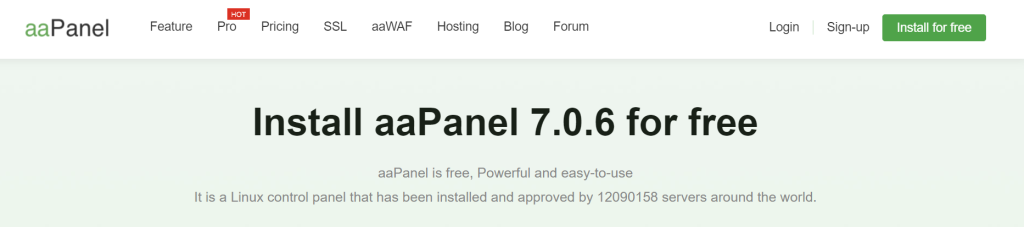 Install aaPanel's Free Hosting Control Panel