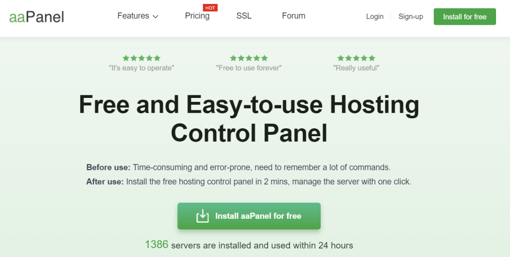 Free web control panel with aaPanel