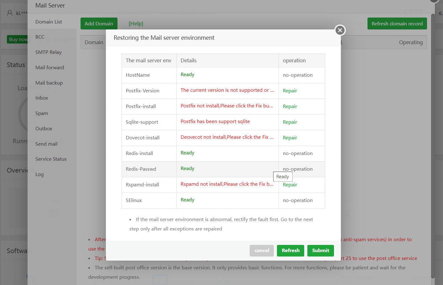 How to reset mail server or reinstall mail server - aaPanel - Free 